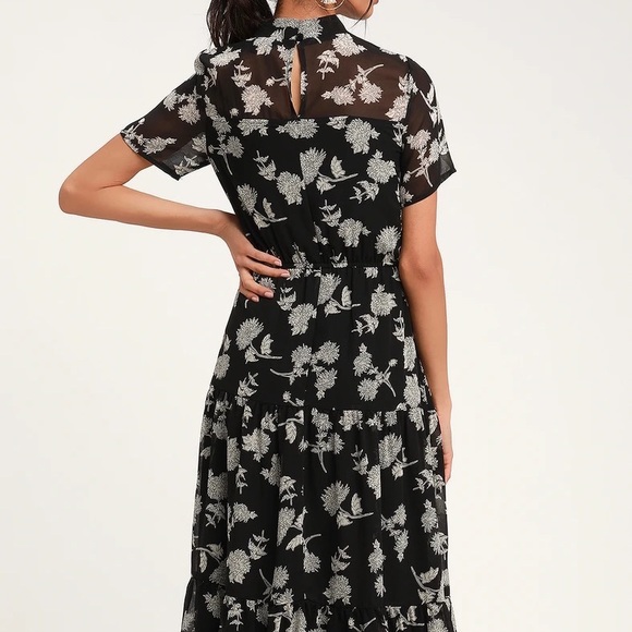 Lulus Floral Dressed Up Black Floral Print Midi Dress - Picture 3 of 9